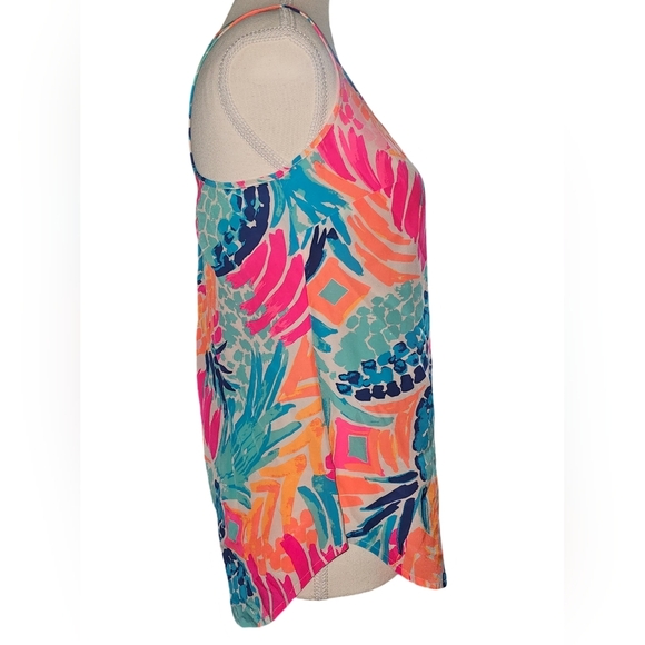 Lilly Pulitzer Alyssa Silk Pineapple Cami Tank Top NWT Multicolor Sz XS - Picture 3 of 11